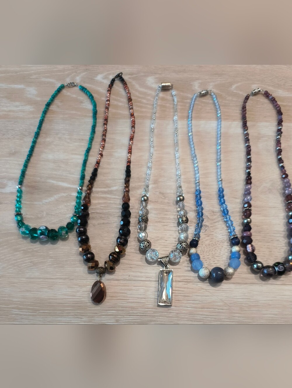 Five Handcrafted Beaded Necklaces
